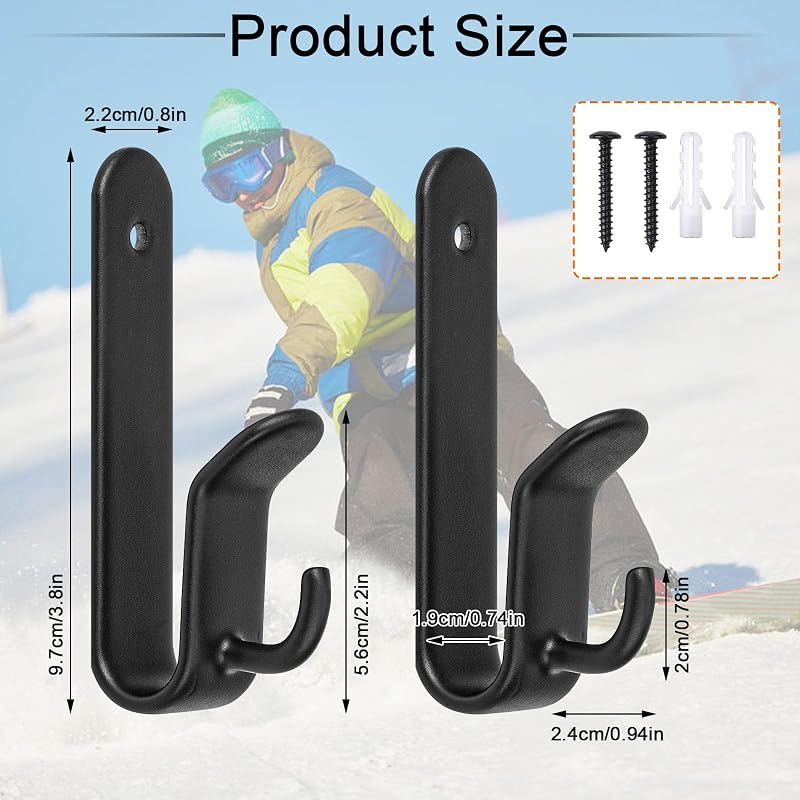 Upgrade 2 Pack Snowboard Wall Mount Clips - Horizontal Display Hangers