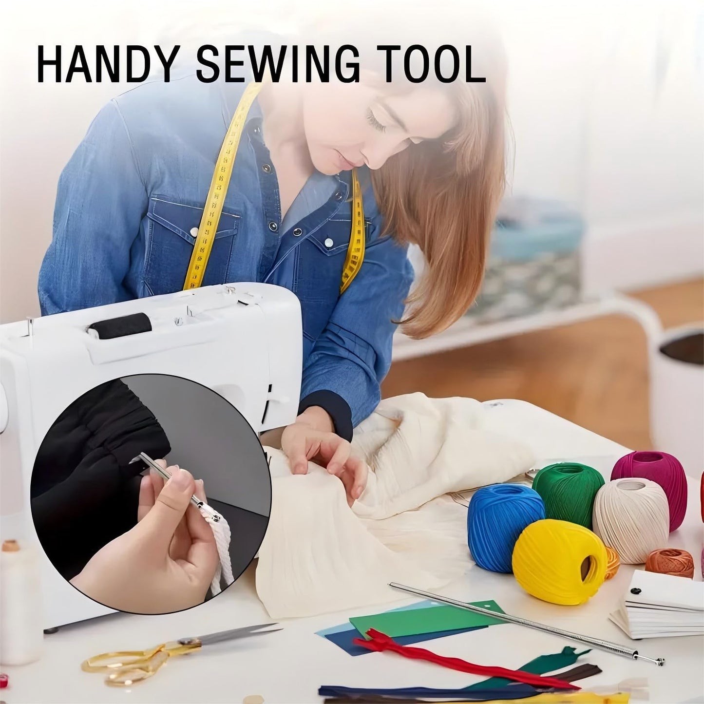 Efficient Threader Universal Rope Threader with Spring-Loaded Eye, Ideal Home Sewing and Multi-Purpose Elastic Waistband Tool Spring Loaded Durable Accessories 1Pcs