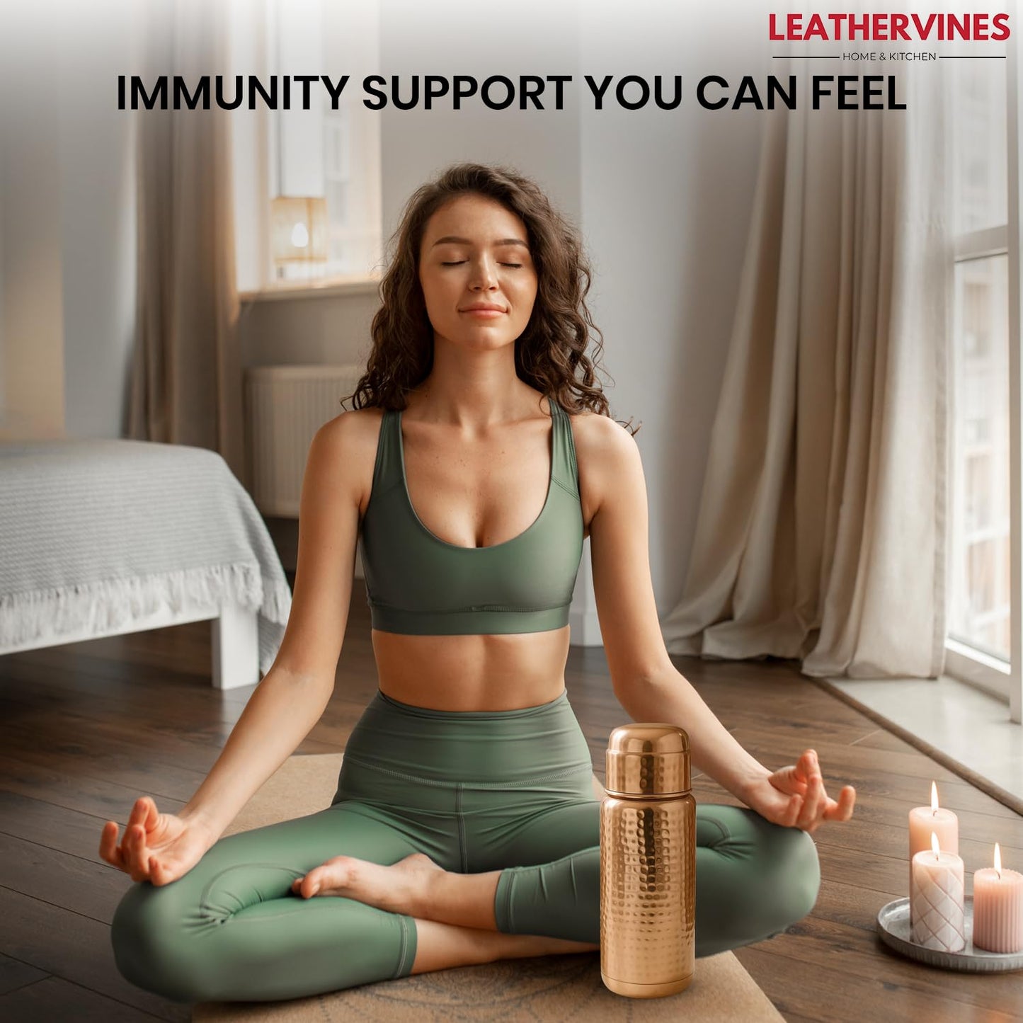 100% Pure Copper Water Bottle for Drinking 2L with Lid| Leak Proof Ayurvedic Vessel to Support Digestion, Immunity | Lightweight, Eco-Friendly, Perfect For Travel, Best Gift for Wellness Lovers