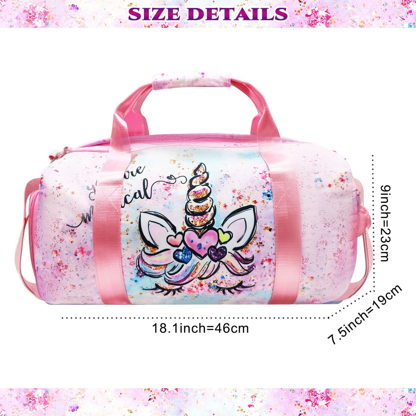 Duffle Bag for Woman Corduroy Gymnastics Sports Bag for Kids Dance Girls with Shoe Compartments