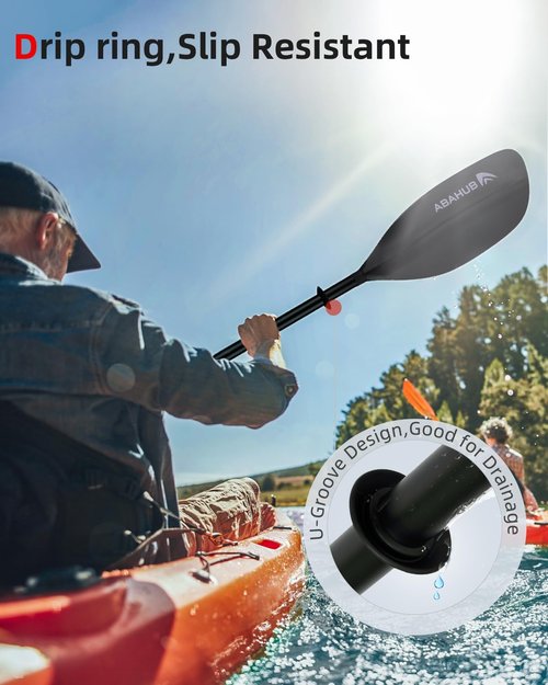 Abahub Adjustable Kayak Paddle 210-230 cm/82.6-90.5 Inches Floating Kayaking Oars Boating Oars Canoeing Oars Black