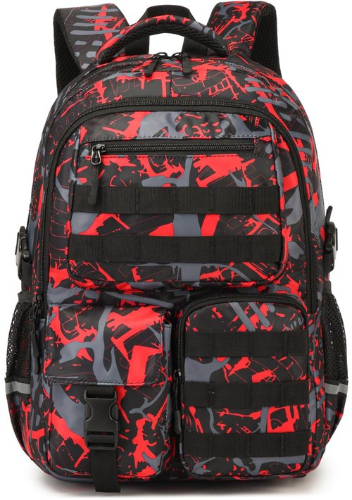 SunForMorning School Backpack for Boys Lightweight Bookbag for Kids Children Teens Elementary Middle School, Camo Boys Backpacks Back to School Gifts, Red
