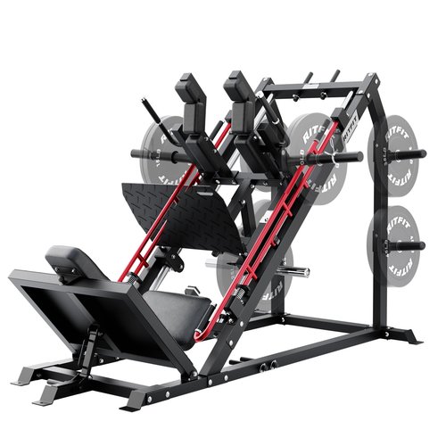 RitFit Gazelle Pro 3 in 1 Leg Press and Hack Squat Machine - High-Tensile Steel Leg Press Machine, 2000 lbs Capacity, Adjustable Angles, Hack Squat Machine with Weight Storage, Black (RED)
