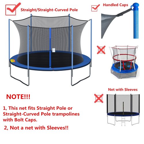 Cliselda 15 ft Trampoline Net Replacement with 6 Poles, 15 Foot Trampoline Netting Replacement, Safety Net for Round Frame Trampoline Enclosure Kit