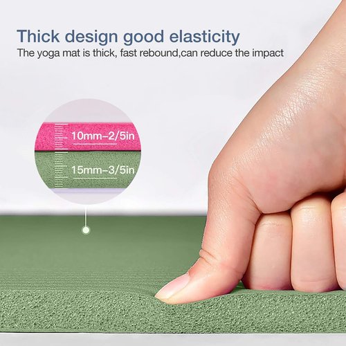 Gruper Thick Yoga Mat Non Slip, Large Size 72" L x 32" W x 0.6" TH, Premium Exercise & Fitness Mat with Carrying Strap and Bag, Workout Mats for Home (Matcha, 0.6 * 32 * 72 Inches)
