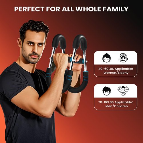 Adjustable Twister Arm Trainer with 4 Springs & Workout Guide, 12 Resistance Levels (40-110 lbs) – Portable Chest & Upper Body Strength Trainer for Men & Women, Home Gym Muscle Builder
