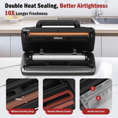 95kpa Vacuum Sealer Machine,Commercial Fully Automatic Food Sealer,10-in-1 Functions & Powerful Sealing System with Double Heat Seal