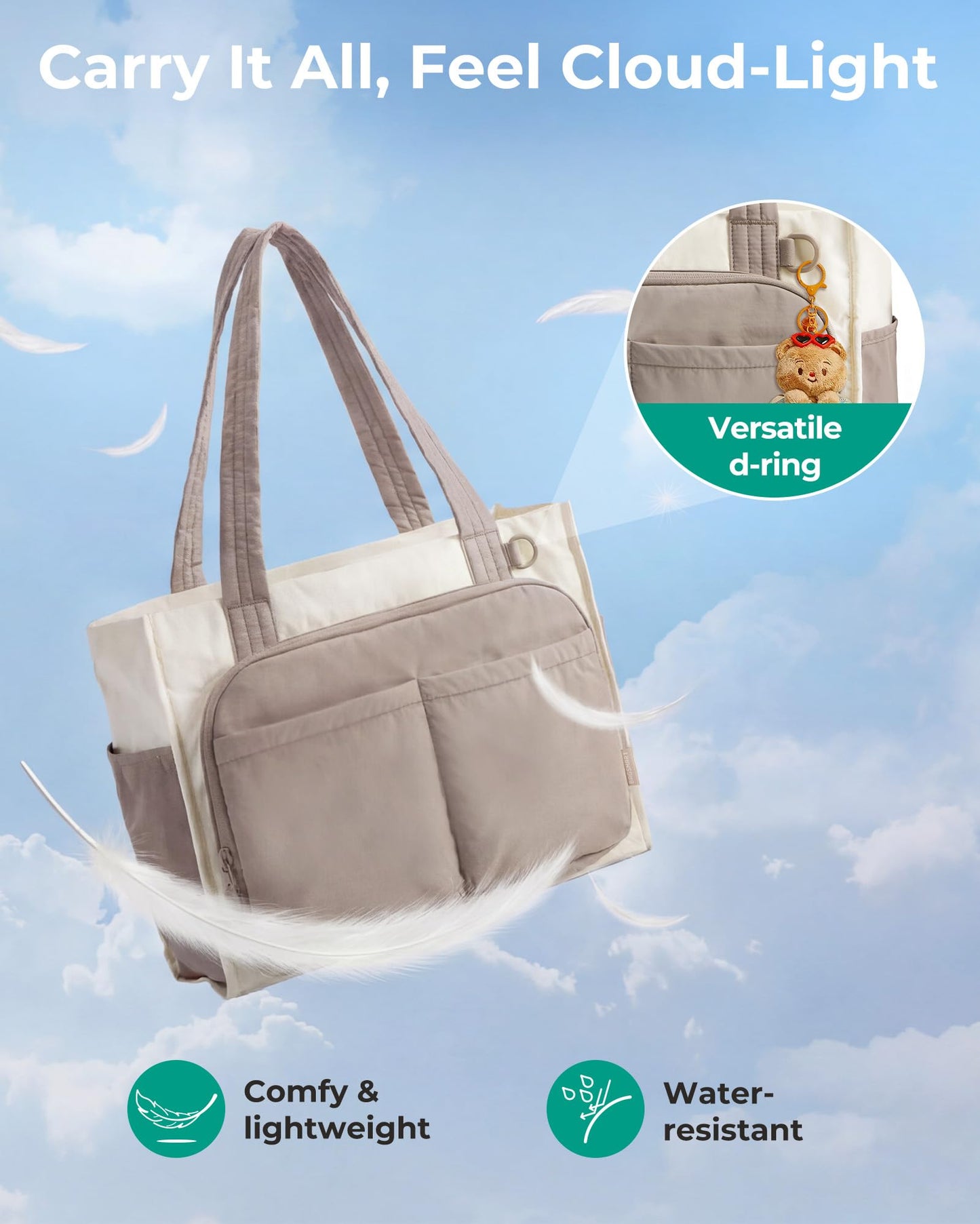 BAGSMART Tote Bag for Women Puffy 13/15.6" Laptop Work Bag Travel Handbag