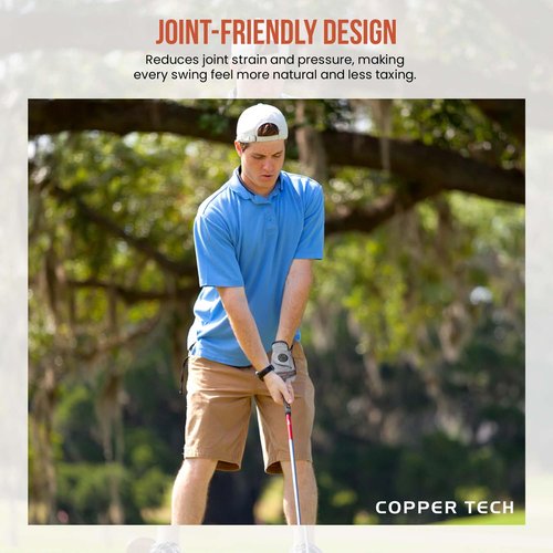 Copper Tech Plus Copper Infused Golf Glove for Men ??Charcoal/Grey (Combi) ??2 Pack ??Compression Fit, Arthritis Relief, Non-Slip Grip ??USGA Approved - Left Hand/One Size