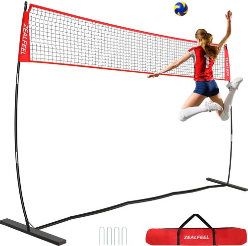 ZEALFEEL Volleyball Net, 12FT Volleyball Training Net Height Adjustable, Portable Freestanding Practice Net for Hitting or Serving Drills, Pop up Volley Ball Nets with Carry Bag for Backyard Outdoor