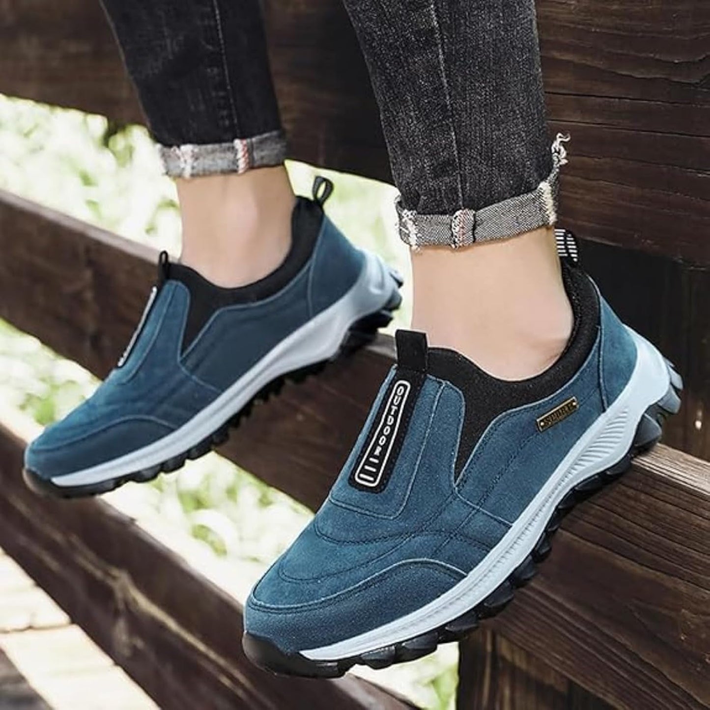 Ideacloth Shoes for Men, Orthopedic Comfortable Wide Fit Toe Anti-Slip Waterproof Walking Slip On Sneakers