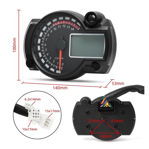 KNVBGG Speedometer Odometer Meter Universal Digital Motorcycle Odometer Speedometer 12V Motorcycle Instrument Universal Speedometer 7 Colors Auto Dashboardd