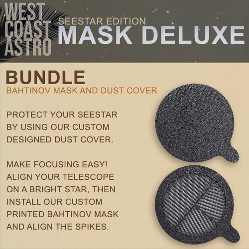 Generic ZWO Seestar S50 - MASK Deluxe Bundle (Bahtinov Mask and Dust Cover), Black