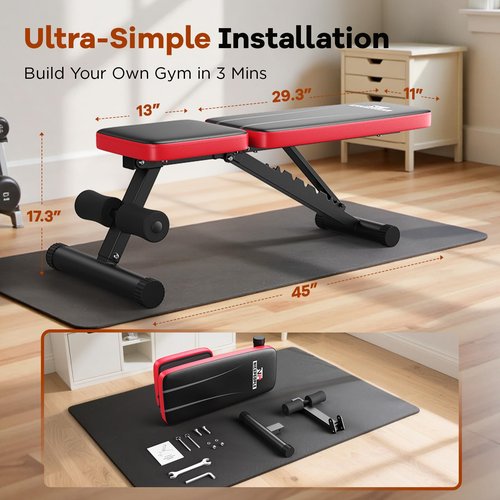 NICEPEOPLE Basic Weight Bench for Home Gym, Foldable Workout Bench with 8 Backrests, 660LBS Weight Capacity Adjustable Bench