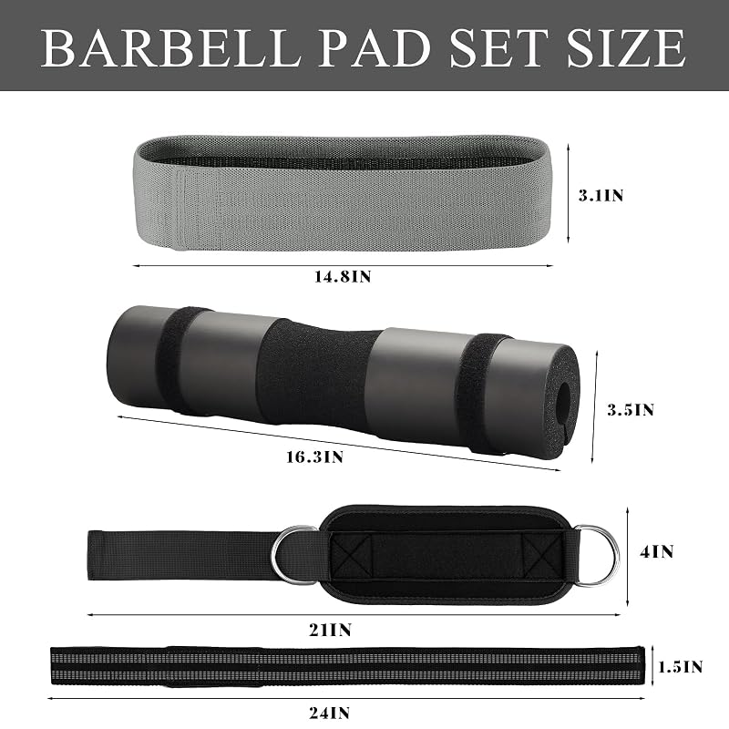 Barbell Pad Set with Gloves for Hip Thrust, Squat, Lunges - Black, Medium Glove