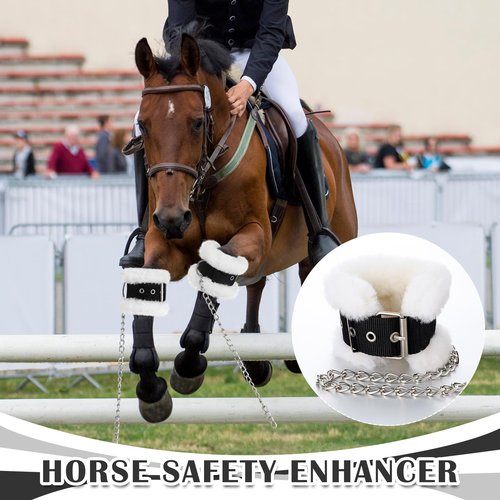 Sunnymove 4 Pcs Horse Kicking Chains Pawing Training Chains with Fleece Lined Adjustable Stainless Steel Training Gear for Stable Horse Safety Enhancer for Prevents Stable Kicking Fits Most Sizes