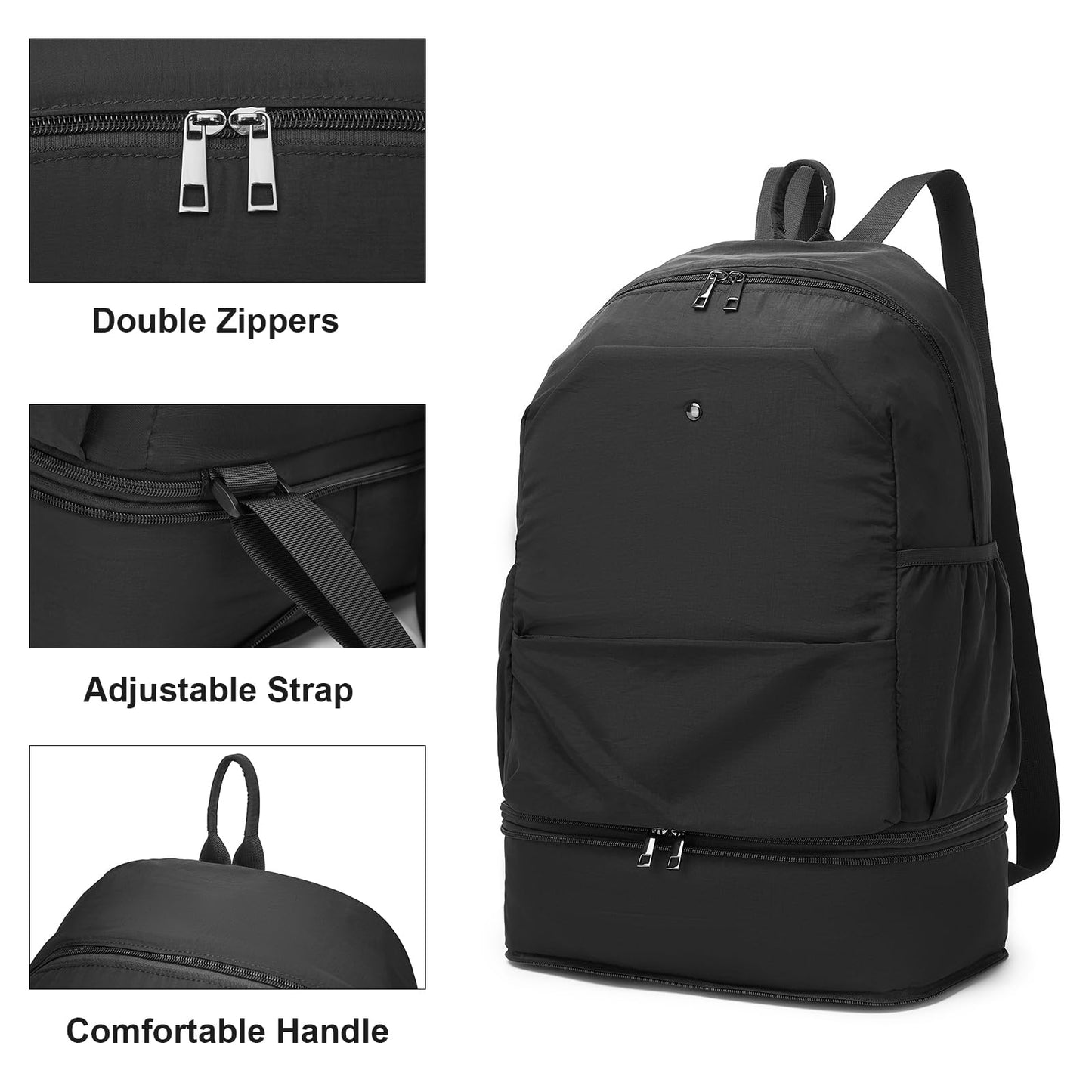 seyfocnia Gym Backpack,Small Gym Bag with Shoe Compartment Lightweight Expandable Travel Backpack Workout Sports Casual Daypack for Women or Men