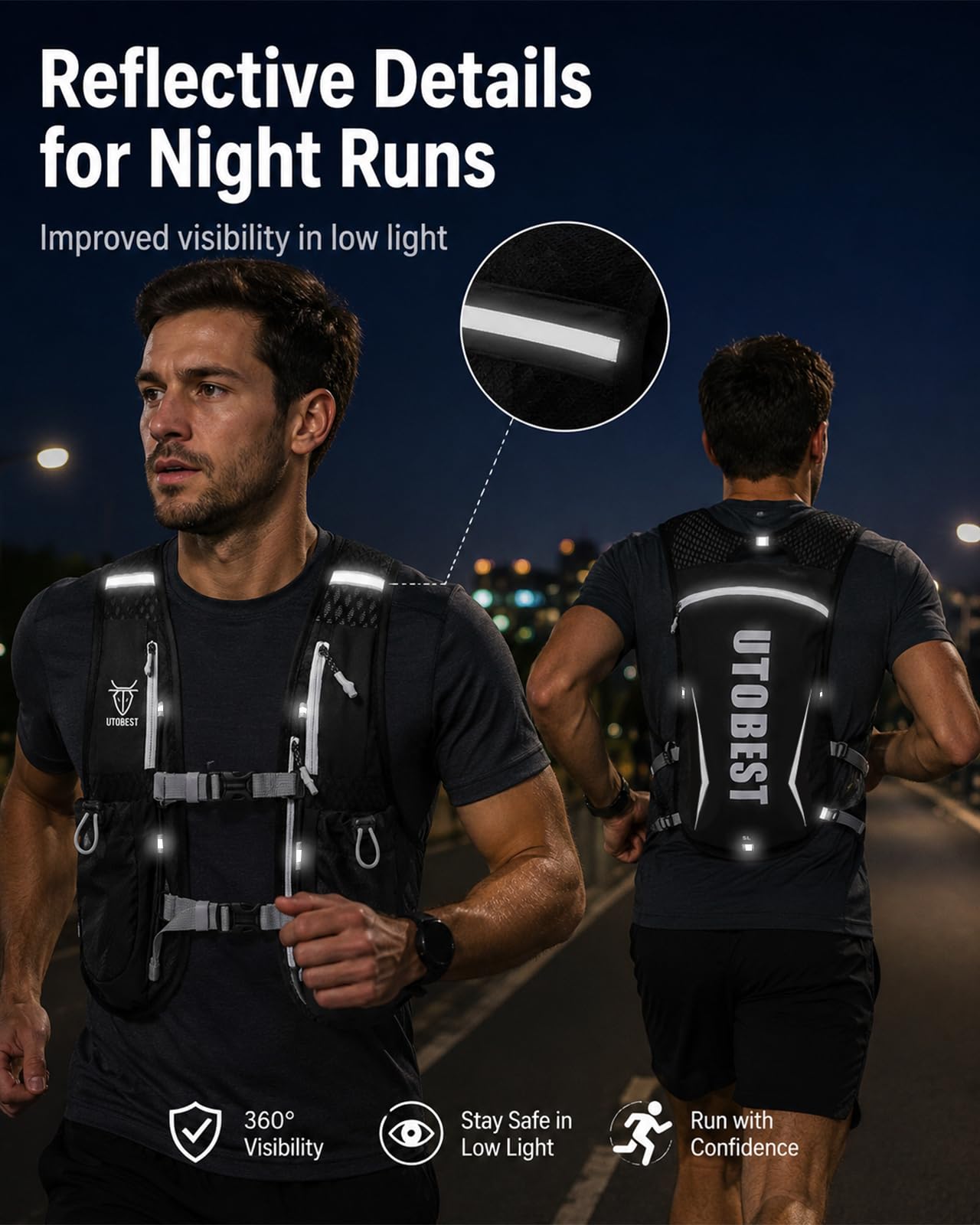 UTOBEST Running Vest Lightweight Running Hydration Vest with Water Bladder for Trail Running Marathon Race Hiking