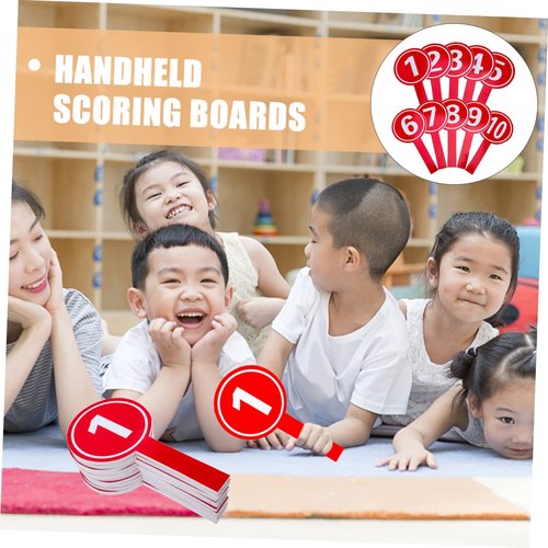 SHOWERORO 10Pcs Handheld Number Paddles for Score Keeping Contestant Number Display Boards and Lightweight Score Paddles Single Sided for Sports Events and Auctions