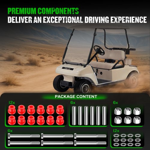 EZGO TXT Spring Bushing Kit With Screw Nuts, Golf Cart Rear Leaf Spring Polyurethane Bushing and Sleeves for EZGO TXT/Medalist (1994-up) & Club Car DS (1981-up), OEM# 70289-G02 70291-G01 14158-G1