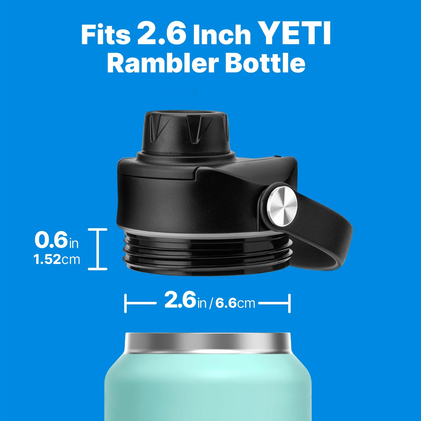 Bluwing Spout Lid for Yeti Rambler Water Bottle 18 26 36 64 oz, Replacement Lids with Handle for YETI Rambler Bottle, BPA Free Spout Cap