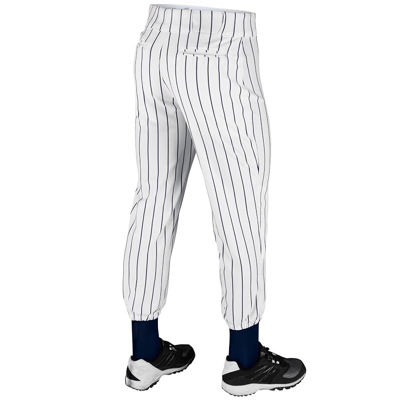 Champro Men's Triple Crown Pinstripe Baseball Pants – White, Navy, Medium
