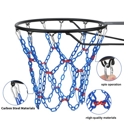 Yyiwhmy Basketball Net Replacement Heavy Duty,Resin Material, Anti-Rust Use Indoor Outdoor Standard 12-Ring Basketball Hoop（Bule）