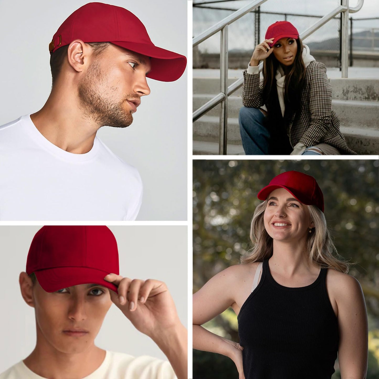 Favuit Baseball Cap, Men Women Cotton Hats Classic Plain Trucker Cap Dad Hat Adjustable Size for Workouts Running Outdoor Activities All Seasons (Red)