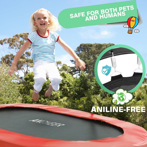ANCHEER 56" Double Kids Trampoline with Adjustable Handlebar, 220lbs Capacity - Indoor/Outdoor Foldable Jumper for 2+ Users (ASTM Certified)