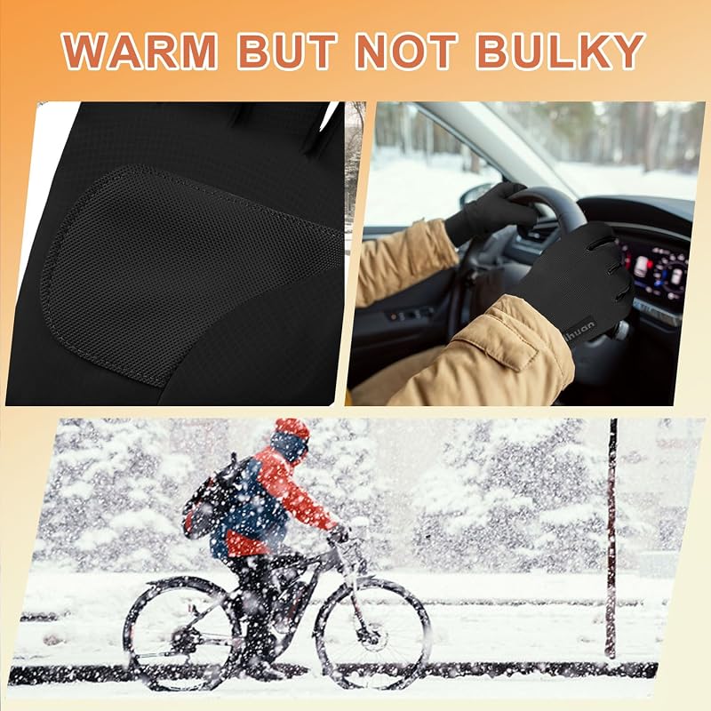 Winter Waterproof Touchscreen Gloves for Men Women - Warm Fleece Lining, Windproof, Black Large