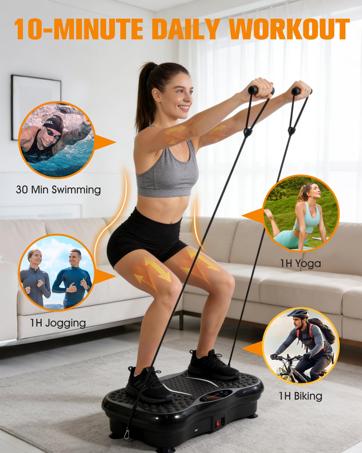 Movpeak Vibration Plate Exercise Machine, Full Body Vibration Platform for Lymphatic Drainage, 99 Speed Levels, 5 Workout Modes & Resistance Bands, Home Gym Equipment for Shaping, Toning & Weight Loss