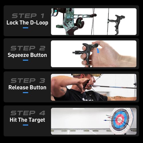 Bow Release for Compound Bow,Aluminum 360°Rotatable,Black 4 Finger Archery Release Trigger,for Both Right and Left Handers,for Both Youth and Adults,Adjustable Sensitivity and Angle,Tool Included