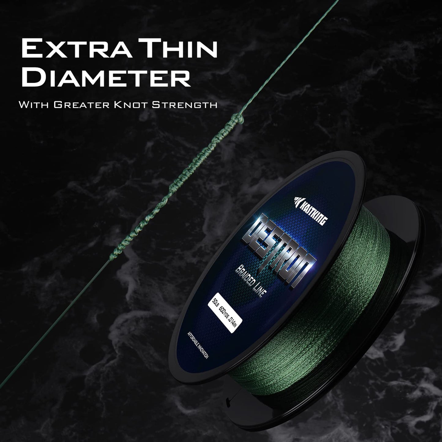 KastKing Destron Braided Fishing Line, Yellow, 4 Stands, 10LB, 150Yds