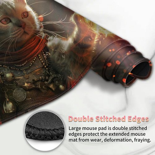 Playmat for MTG with Zones (2 Pack), Card Game Mat Non-Slip Rubber Base and Stitched, 24 x 14 inch TCG Play Mat for MTG and Other Card Games, Magic Cat