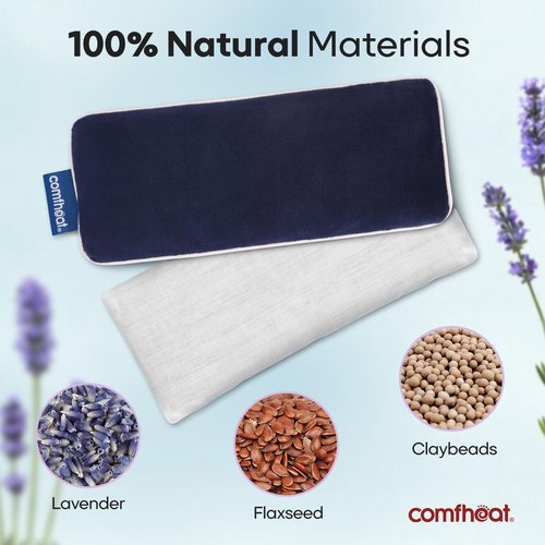 Comfheat Lavender Weighted Eye Pillow - Soft Plush Removable Cover, Moist Heat & Cold Therapy, Natural Aromatherapy Eye Compress Pillow for Relaxation, Yoga, Meditation, and Sleep, Navy Blue