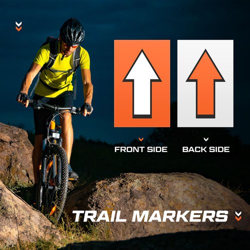 Humyoun 150 Pcs Racing Course Trail Marker Arrow Sticker Directional Signs Floor Markers Flashing Signs for Outdoor Camping Hiking Hunting Driving, 8 x5
