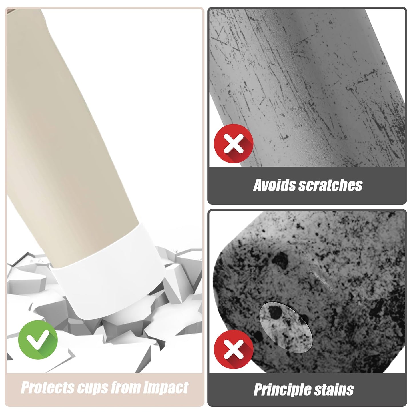 Mity rain 2PCS Protective Silicone Boots for Owala 30oz & 40oz FreeSip Sway Bottles & Tumblers - Accessories for owala, Enhances Stability & Prevents Scratches (Ivory & White)