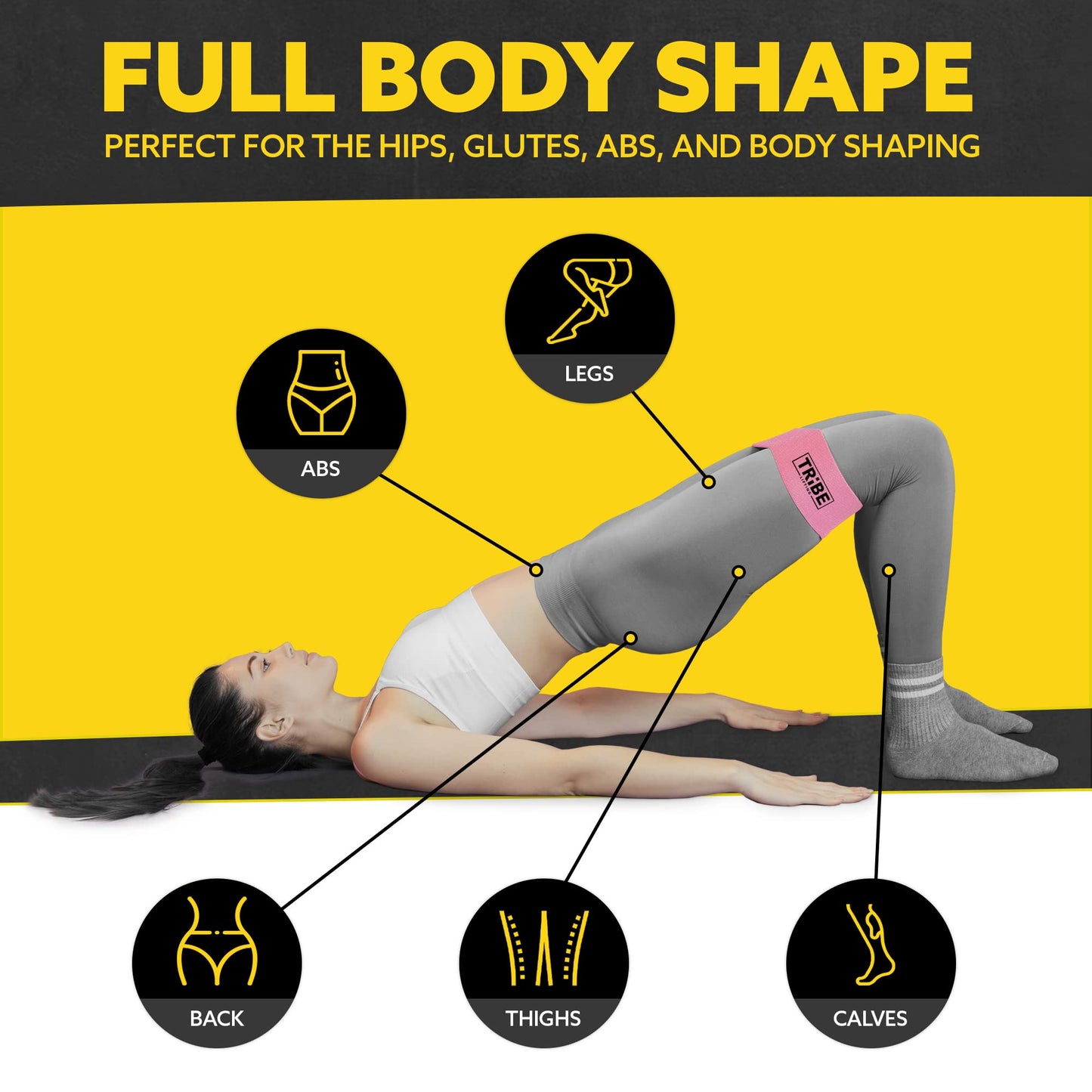 Tribe Lifting Fabric Resistance Bands for Working Out - 5 Exercise Bands Set for Legs and Glutes - Booty Bands for Women and Men - Thick Cloth Workout Bands for Physical Therapy, Hip Training