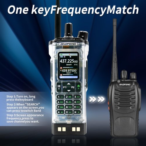 BAOFENG UV-32 10W Transparent Ham 2 Way Radio GPS One-Key Frequency Matching Writing Frequency APP Satellite Positioning Type-C UV32(1PC) (1)