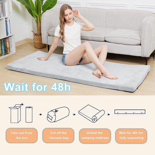 TokSay Memory Foam Camping Mattress - Portable Roll Up Sleeping Pad for Car, Tent, Cot & Floor - Waterproof, Comfortable & Compact with Travel Bag (Cot: 72X24)