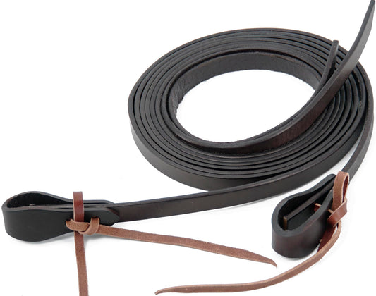 Jeereal Ranch Heavy Leather Split Reins, Heavy Oil Weighted,Broken in,Supple Leather Reins for Western Horse ProTack, 5/8" x 8' (Black Brownn)