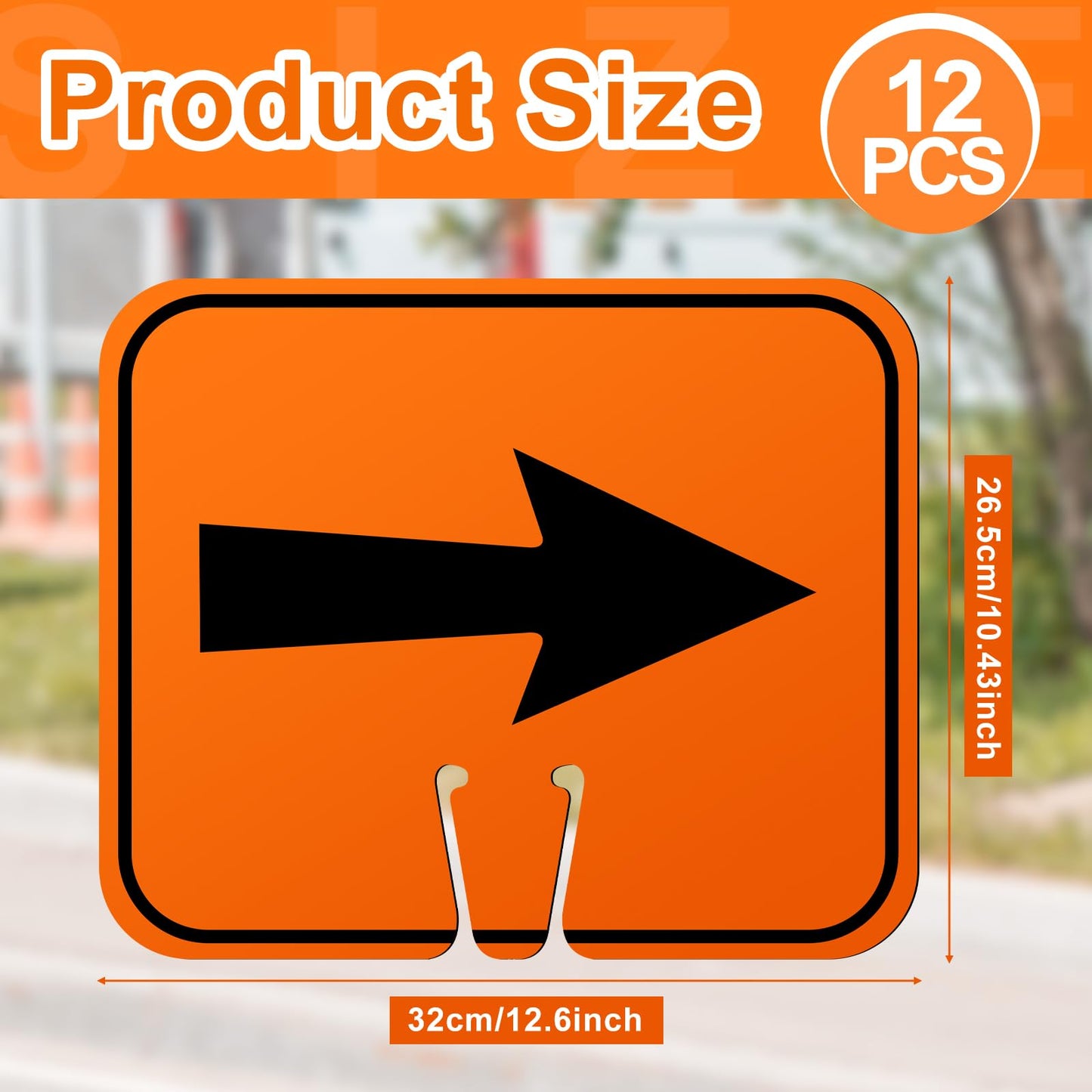 Geetery 12 Pcs Traffic Arrow Orange Detour Signs, Road Cone Top Directional Left Right Go Straight Arrows Sign for Road Barricade Outdoor Construction (Left & Right)