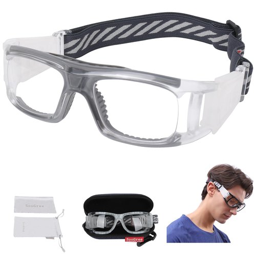 SooGree Sports Glasses, Basketball Football Soccer Racketball Goggles for Men & Women, Replaceable Safety Protective