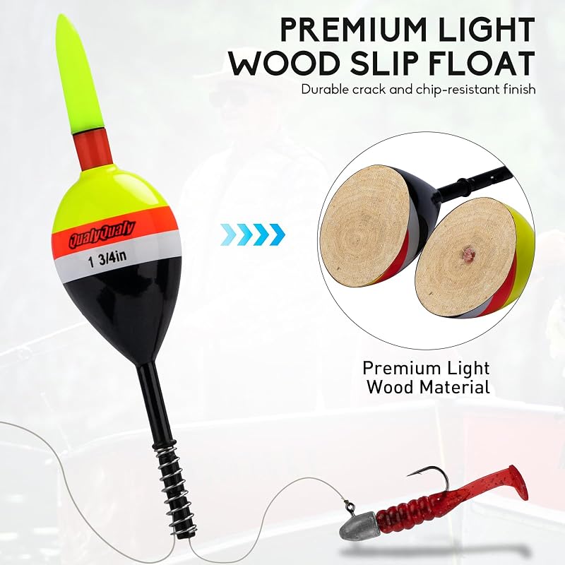 QualyQualy 1.75in LED Lighted Slip Bobber – 4pcs Glow in the Dark Fishing Floats for Crappie Walleyes