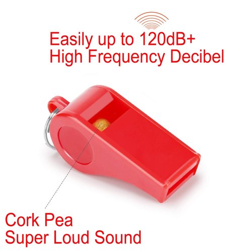 Fya 12PCS Red Emergency Whistle with Lanyard, Super Loud Plastic Whistles Bulk Perfect for Self-Defense, Lifeguard and Emergencies