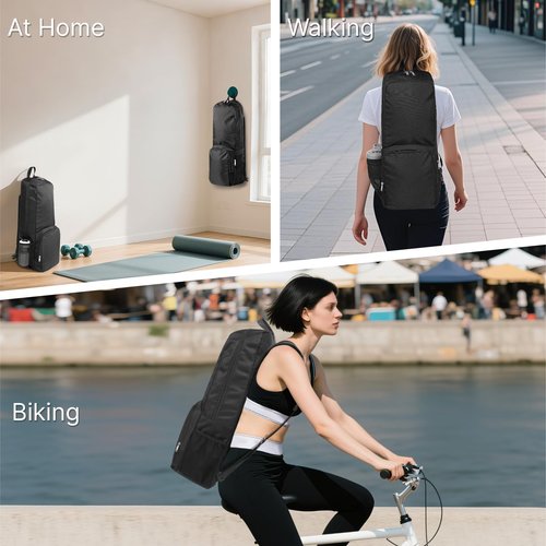 Tangoner Yoga Mat Bag Carrier Zipper Closure Multi Functional Essential Pockets Exercise Yoga Mat Holder Backpack (Black)