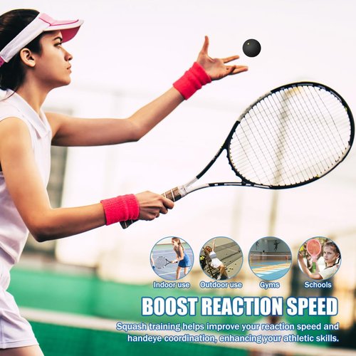 Toddmomy 4 Pcs Squash Balls, Double Yellow Dots, Single Yellow Dots, Single Red Dots, Single Blue, Sports Squash Ball High Bounce Squash Ball for Beginners and Training