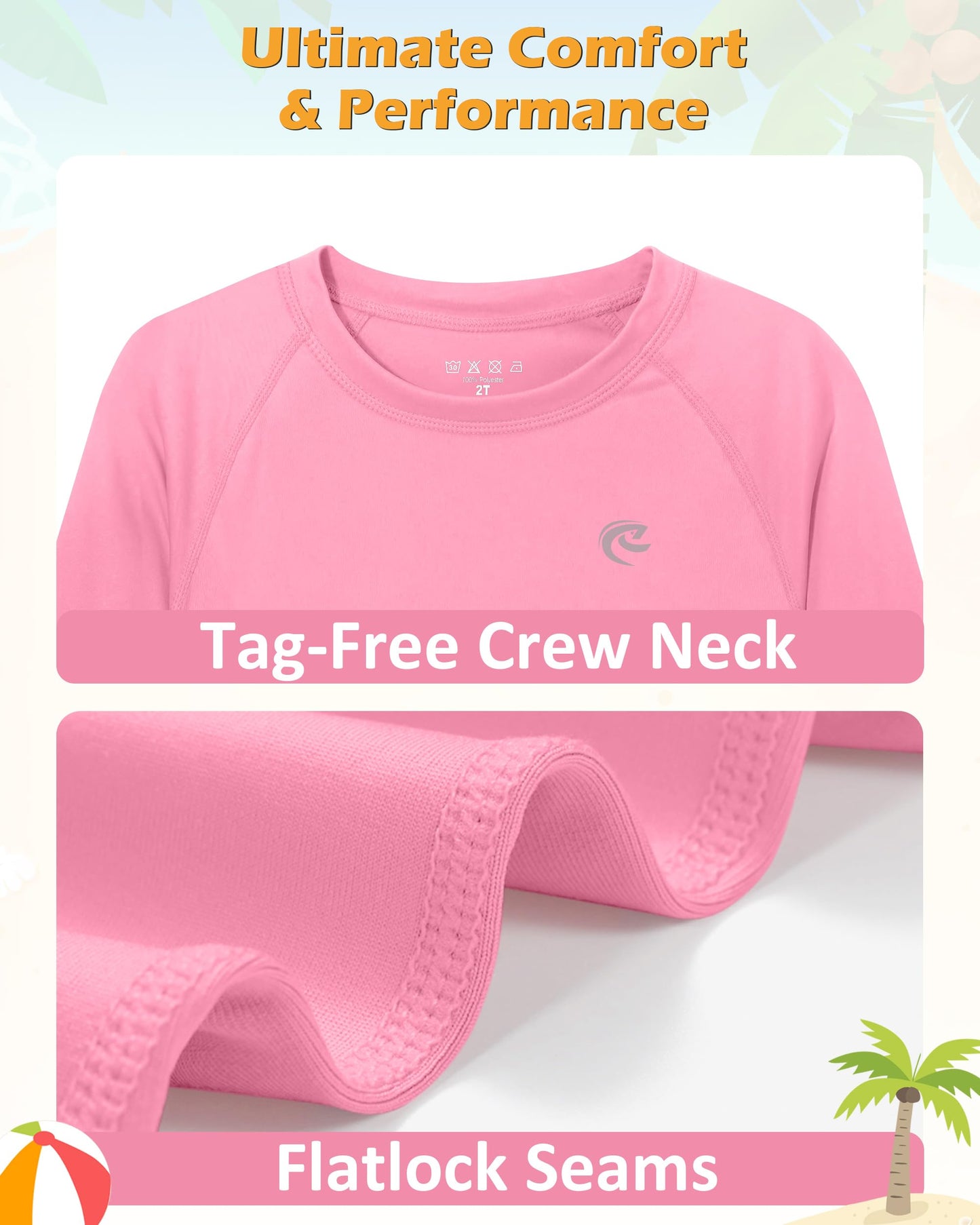 Boys UPF 50+ Swim Shirt Long Sleeve, 1 or 2 Pack UV Sun Protection Rash Guard, Youth Kids SPF Water Shirts for Beach Surf
