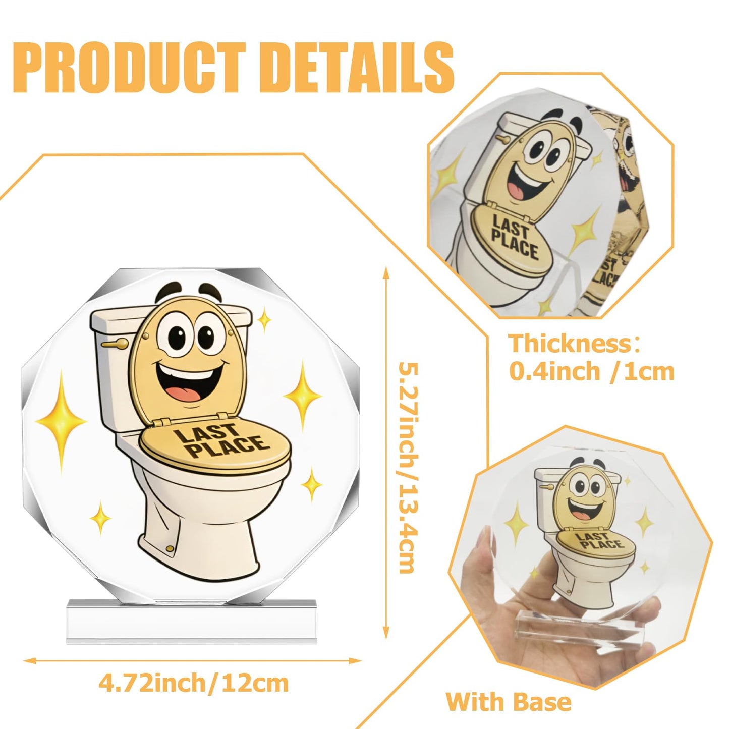 DOUOAUO Toilet Trophy - Acrylic Championship Trophy Award, 4.72x5.27 Inch - Perfect for Sports Tournaments, Academic Competitions, School Awards, Party Prizes for Adults