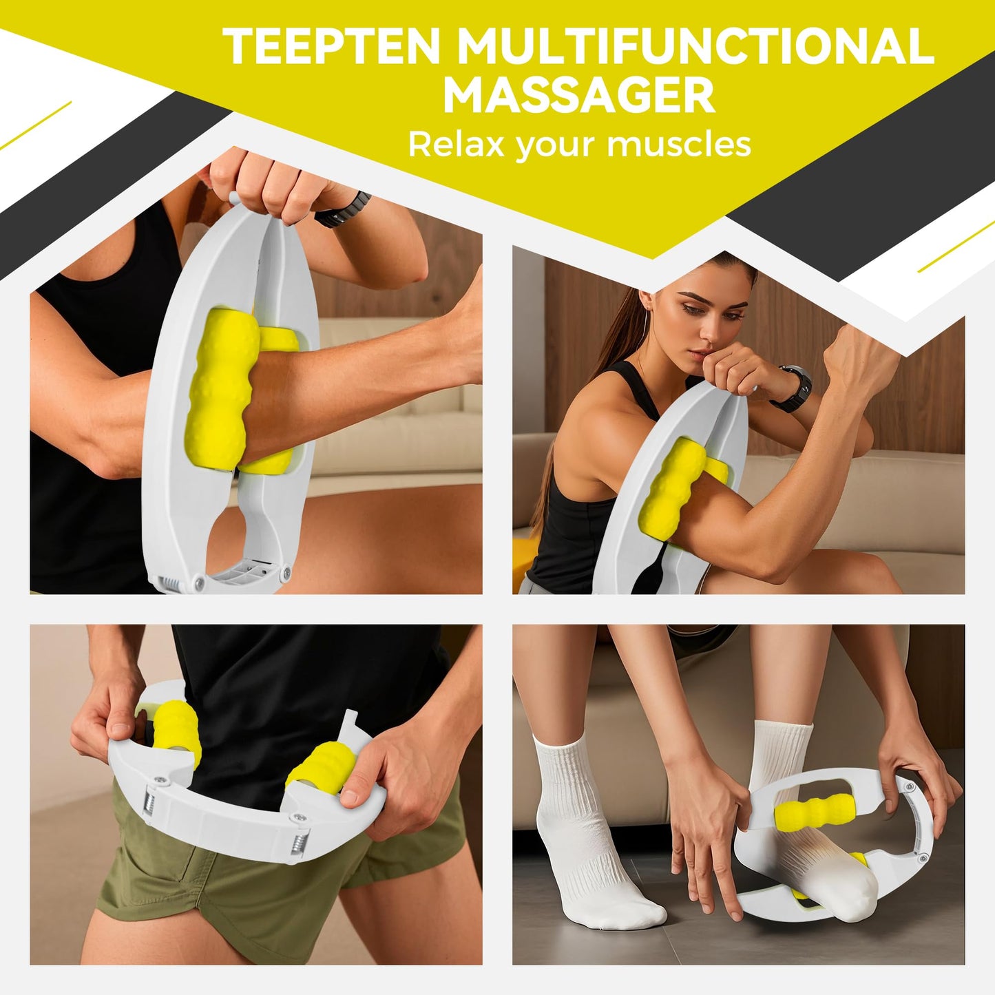 teepten Arm Massager & Forearm Massager, Adjustable Foam Roller, Trigger Point Muscle for Calves, Tennis & Golfers Elbow Pain Release, Roller for Muscle Tightness & Faster Recovery